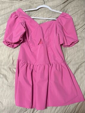 SHEIN Pink Puff Sleeve Mini Dress